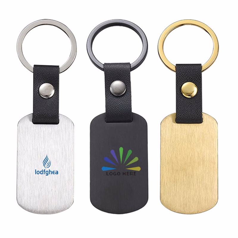 Metal PU Leather Keychains Keyring