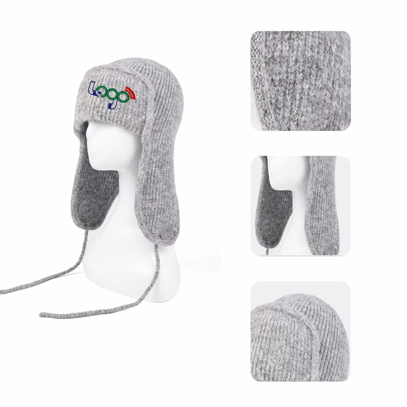 MOQ 50 PCS Winter Women's Earmuffs Knitted Hat