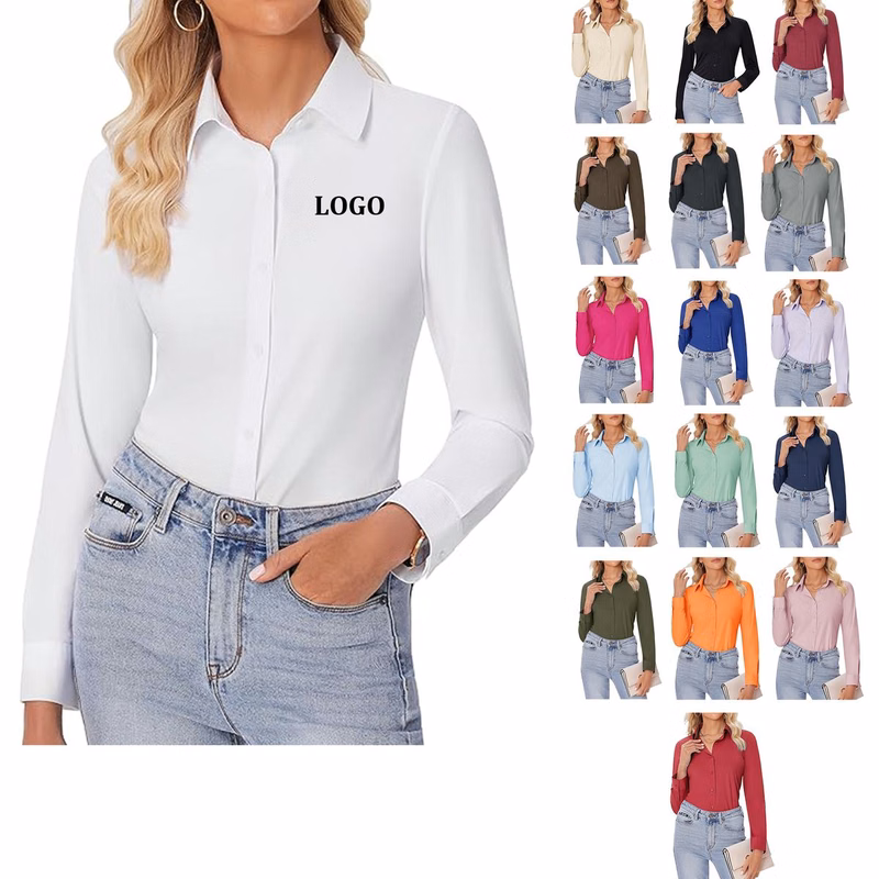 Women Long Sleeve Button Down Shirt
