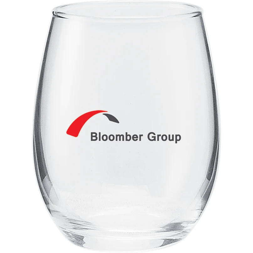 5.5 oz perfection stemless wine, custom glassware with logo imprint 1