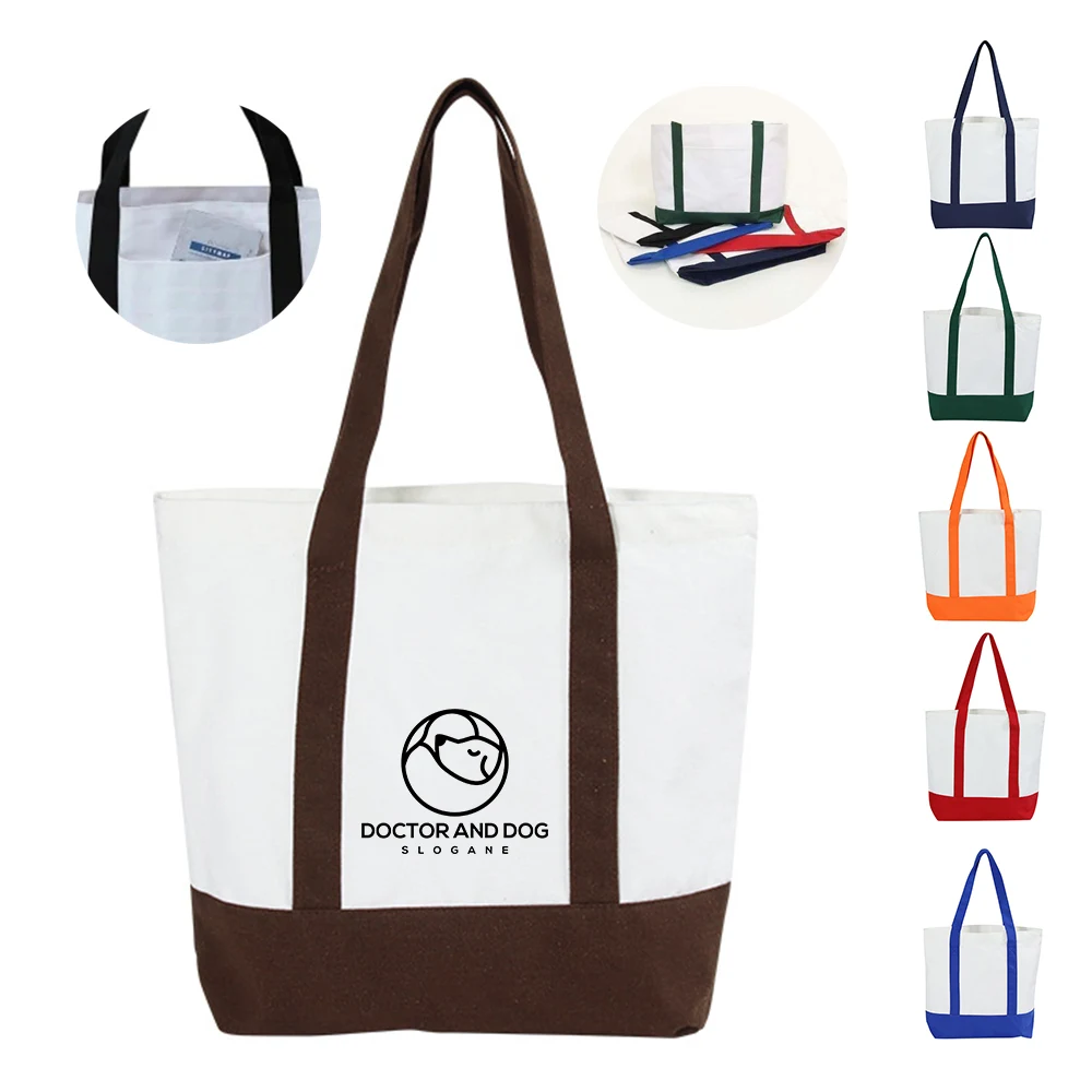 Poly-Cotton Reusable Customizable Canvas Tote Bag, custom tote bag with logo imprint 1