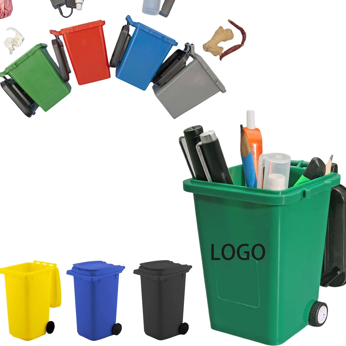 Small Plastic Desktop Wastebasket Pen Holder 1