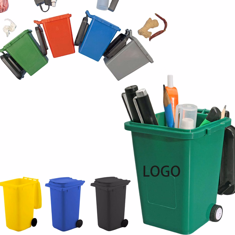 Small Plastic Desktop Wastebasket Pen Holder