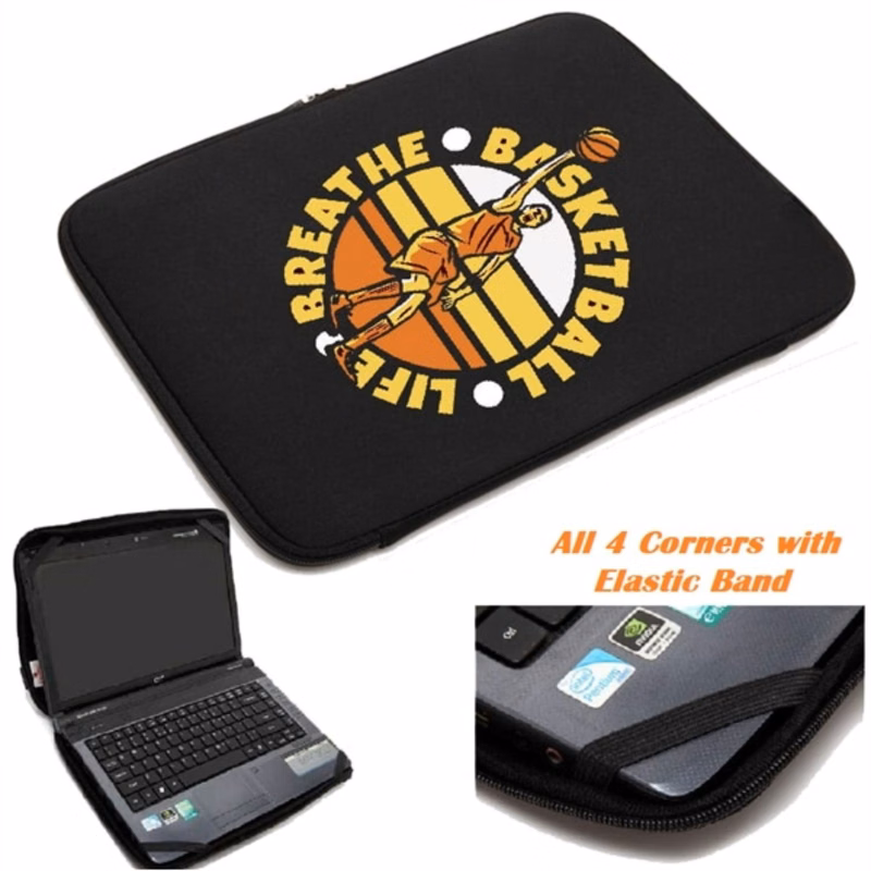 Neoprene padded zippered laptop sleeve w/ Elastic bands on inside