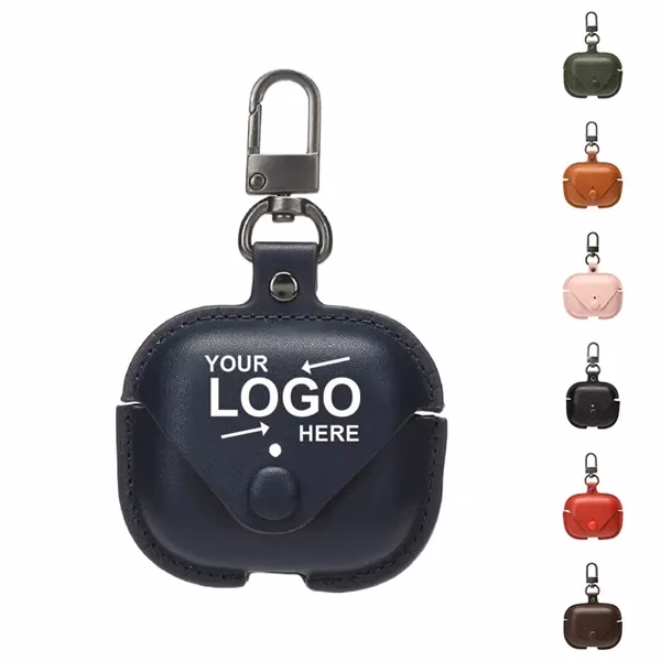 Custom PU Leather Earbud Carrying Case With Keychain — Tech Accessory Giveaway