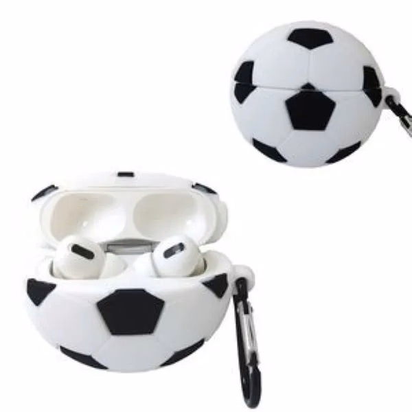 Silicone Soccer Earbuds Case with Keyring