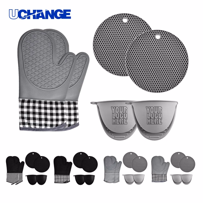 Silicone Oven Mitts and Potholders Set for Kitchen