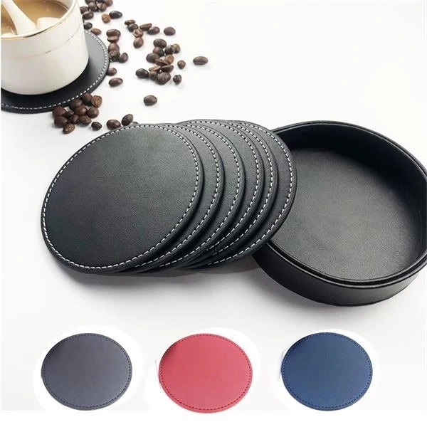 Leather Round Coaster 1