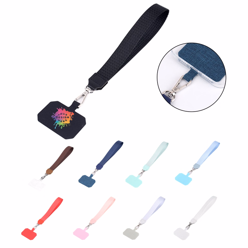 Full Color Short Wrist Cell Phone Lanyard MOQ 50