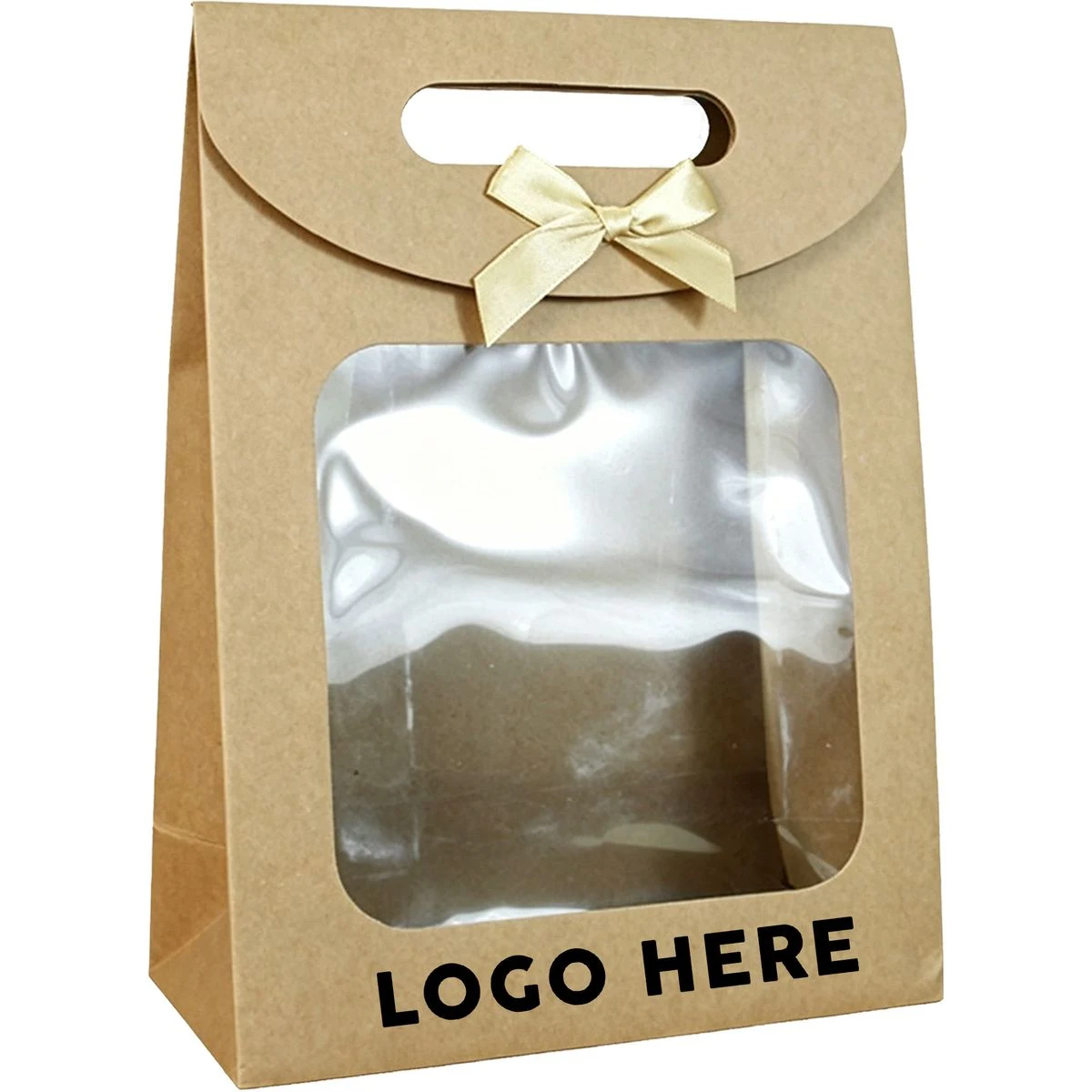 Flap Bow Window Kraft Bag 7.5??10.6 Inches 1