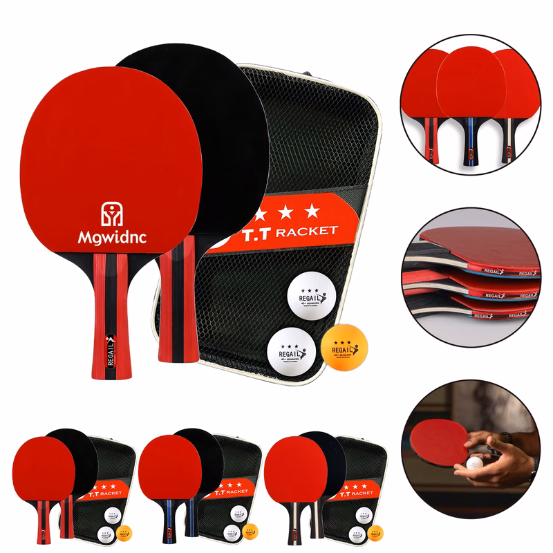 3-Star Black Training Table Tennis Paddle Set with Penhold