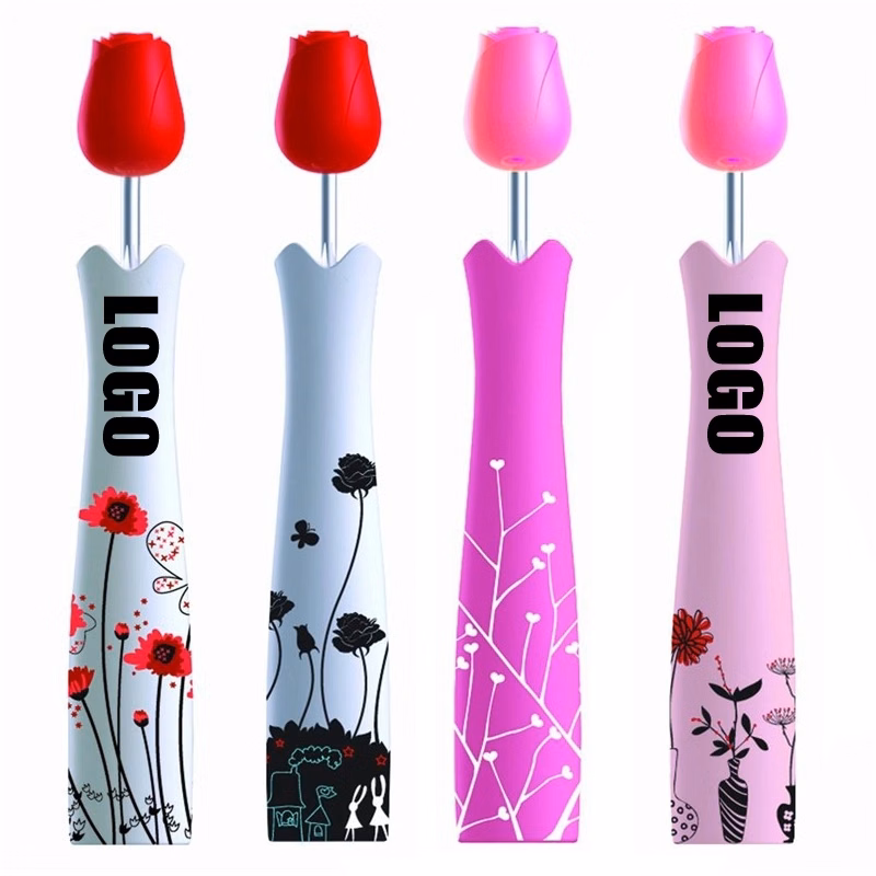 Custom Portable Foldable Umbrella With Rose Shape Handle