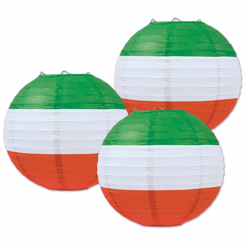 Red, White & Green Paper Lanterns