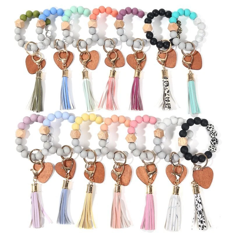 Silicone Beaded Bracelet Keychain 1