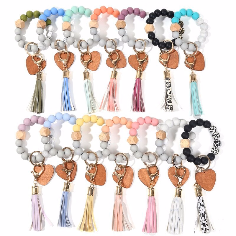 Silicone Beaded Bracelet Keychain