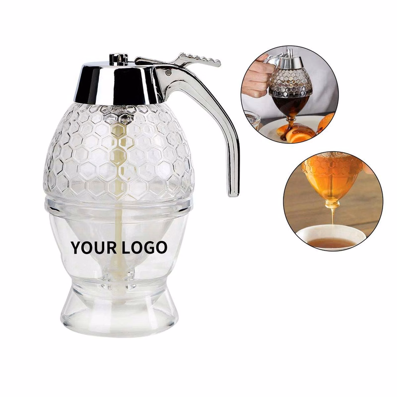 Honey Syrup Dispenser with Glass and ABS Handle
