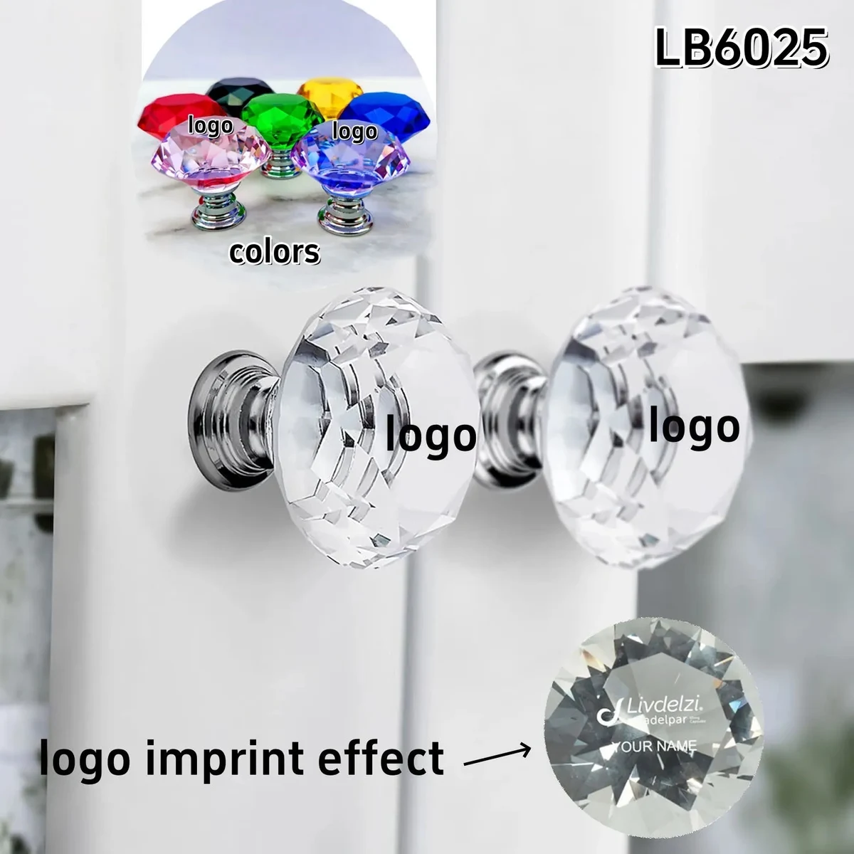 Furniture Diamond Crystal Knobs Drawer Glass Hardware Pulls 1