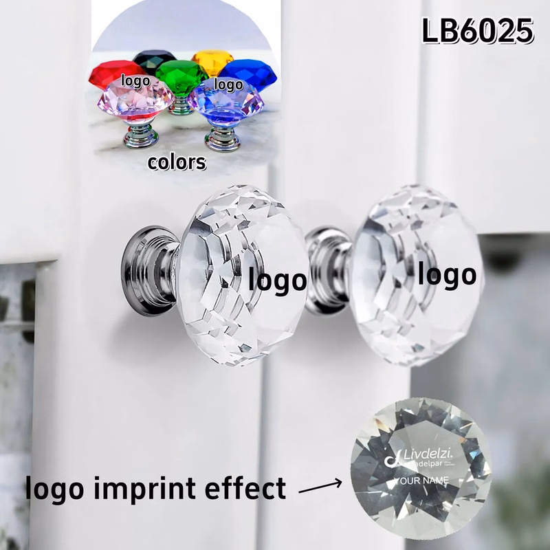 Furniture Diamond Crystal Knobs Drawer Glass Hardware Pulls