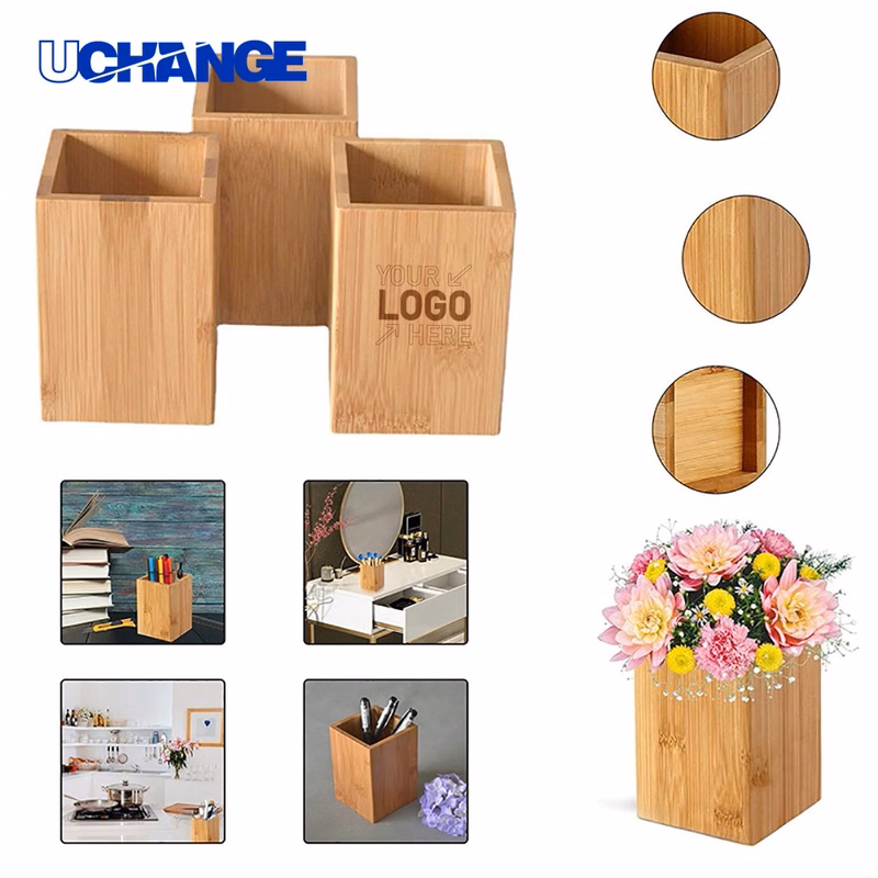 Bamboo Desktop Pen Holder Stand