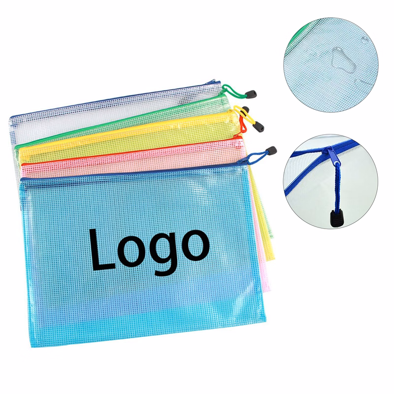 A4 Waterproof Grid Zipper File Bags Document Pouch