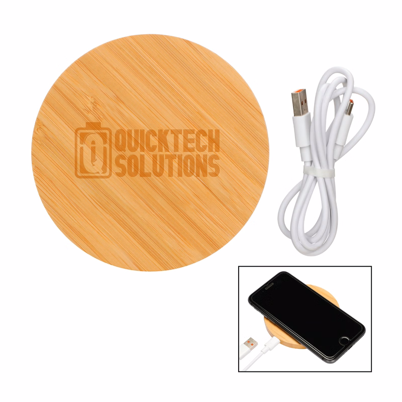 Eco Qi Wireless Bamboo Charging Pad (Engraved Imprint)