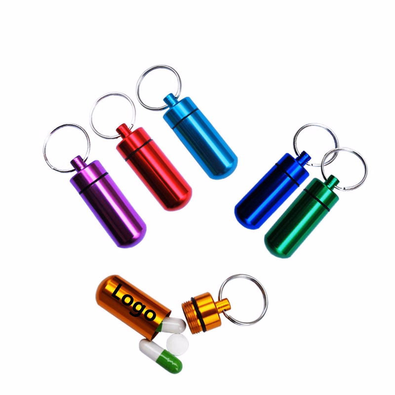 Aluminum Metal Pill Box with Keychain Rush Service