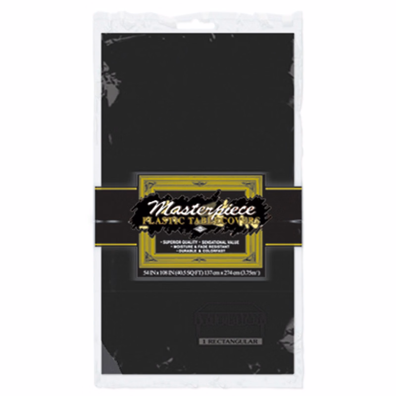Masterpiece Rectangle Plastic Table Cover BLACK