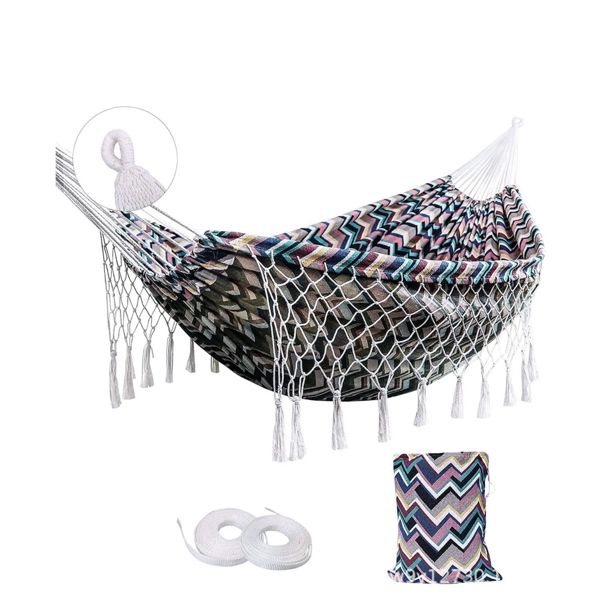 Camping Hammock With Colorful Wave Pattern 1