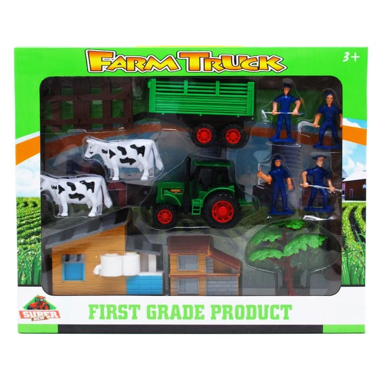 Farm Animal Playset with Tractor 12-Piece Set 1