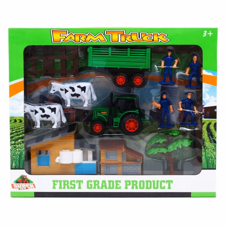 Farm Animal Playset with Tractor 12-Piece Set