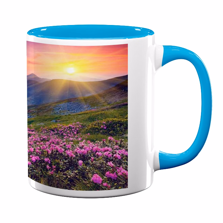 11oz Full Color Light Blue Colored Handle Mug