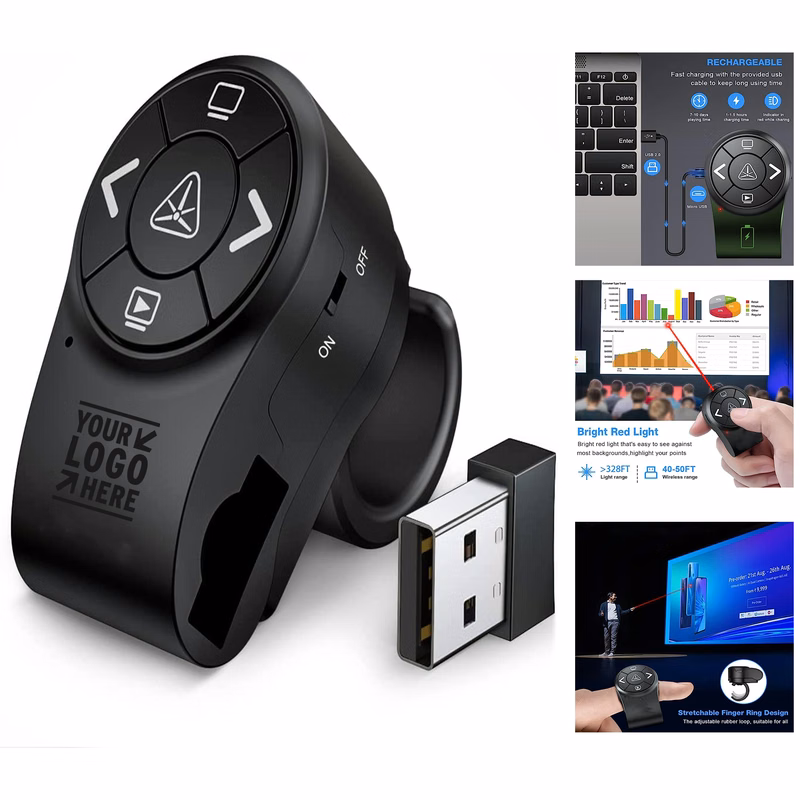 Finger Ring Remote RF 2.4GHz Presentation Laser Pointer Clicker Pen