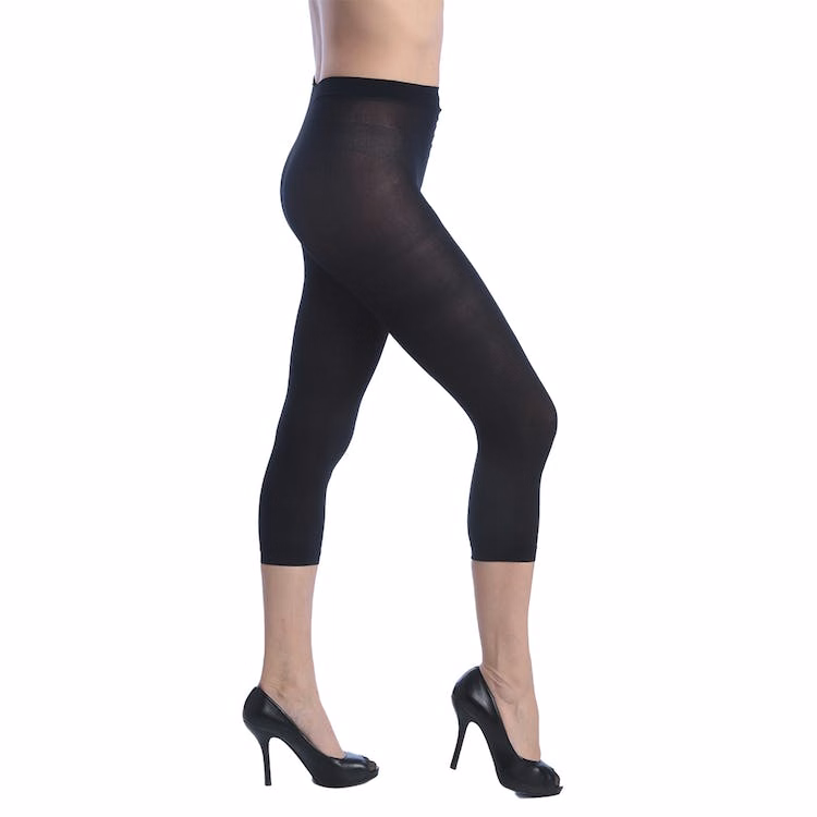 Women's Opaque Footless Capri Tights - Black One Size Fits Most
