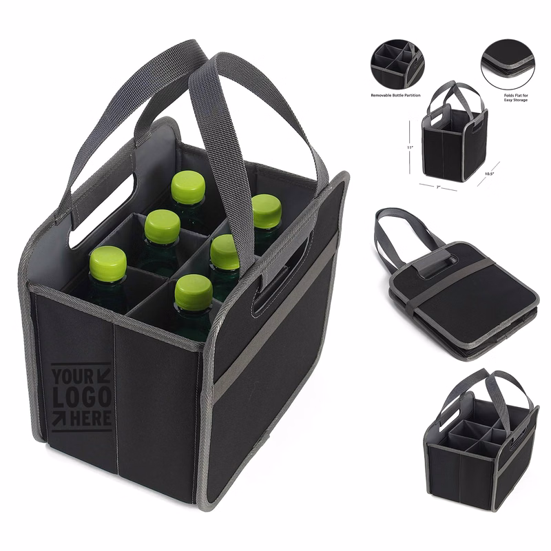 11 x 10 .5 x 7 Inches Foldable 6 Bottle Wine Carrier Bag 