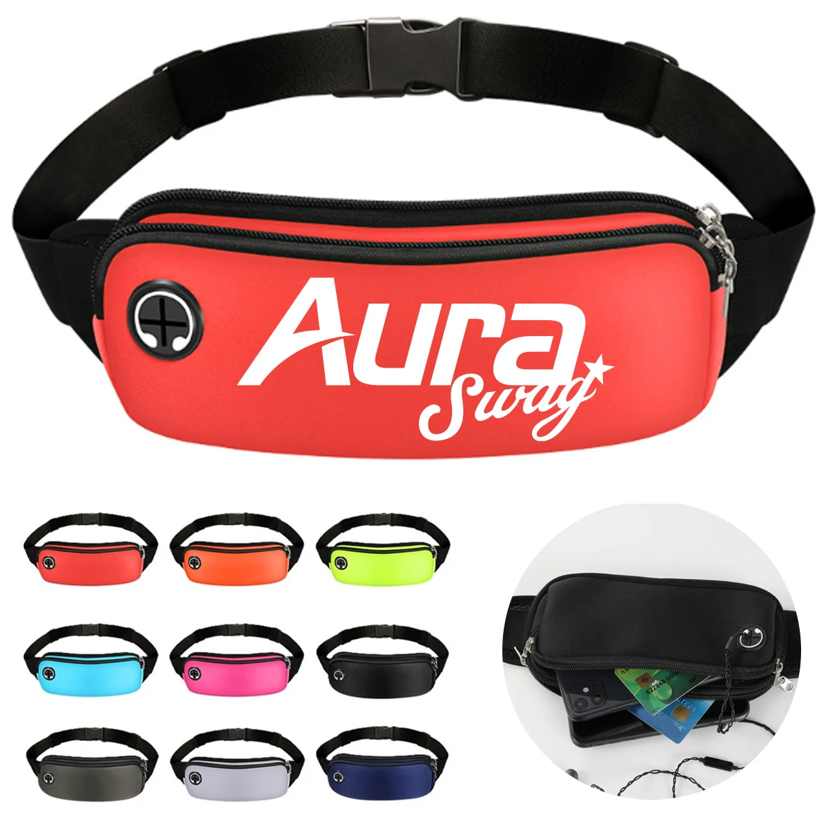 Sports Waist Bag W/ Earphone Charging Cable 1
