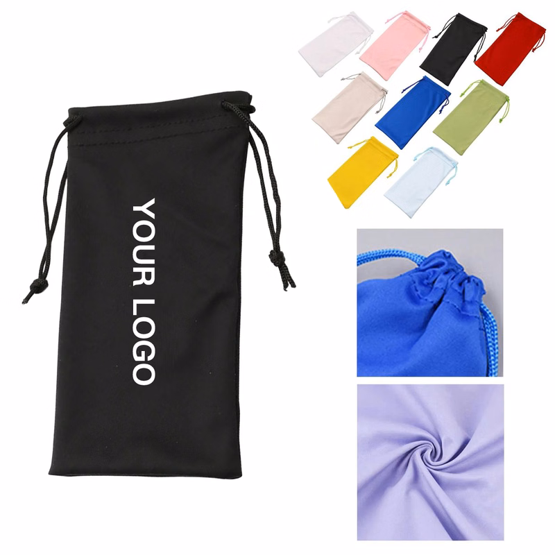 Microfiber Eyeglass Pouch With Drawstring Closure