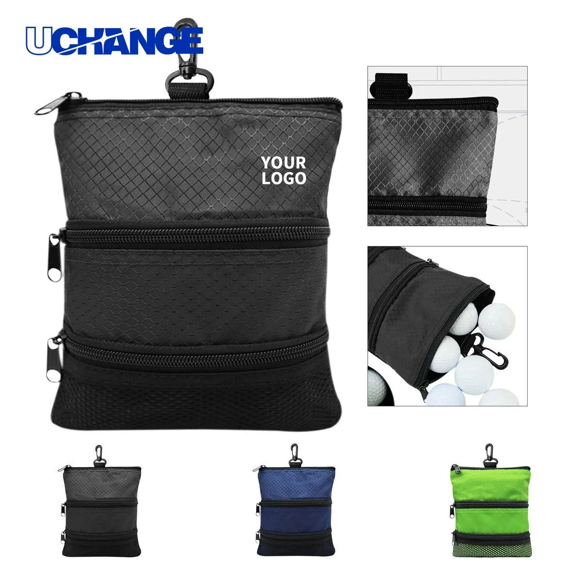 Polyester Golf Ball Carry Bag Holder with Clip 1
