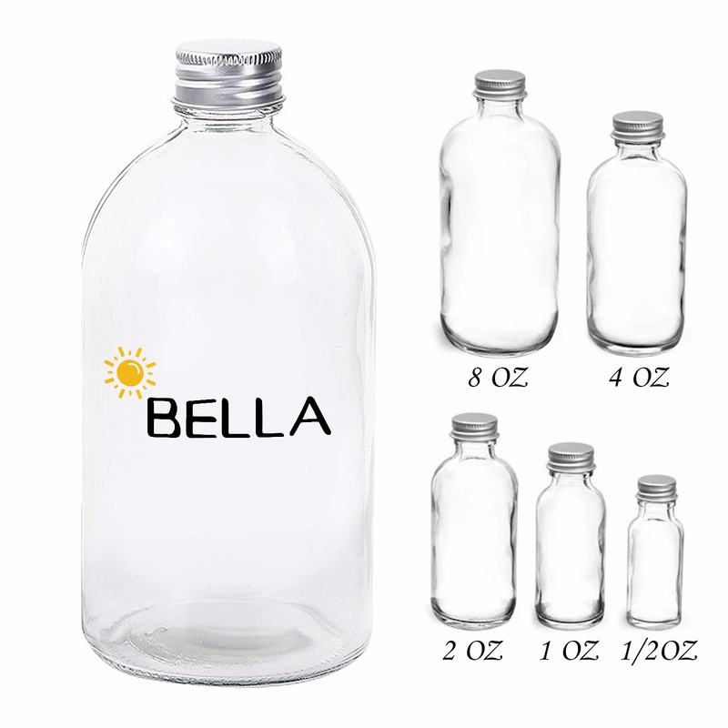 Clear Gllass Boston Rounds With Lined Aluminum Caps