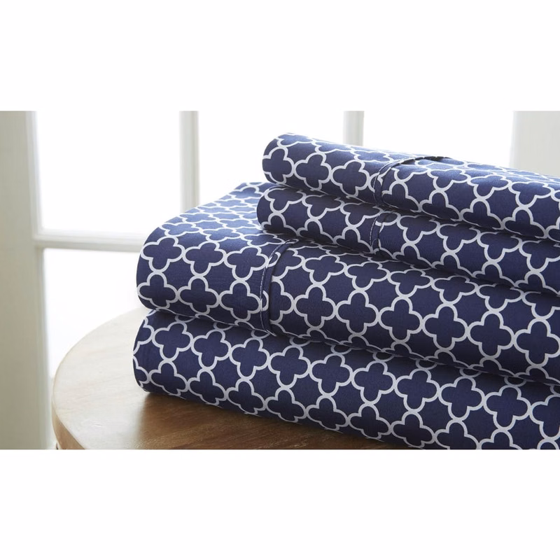 Premium Sheet Sets - Navy Full Quatrefoil Pattern 4 Piece