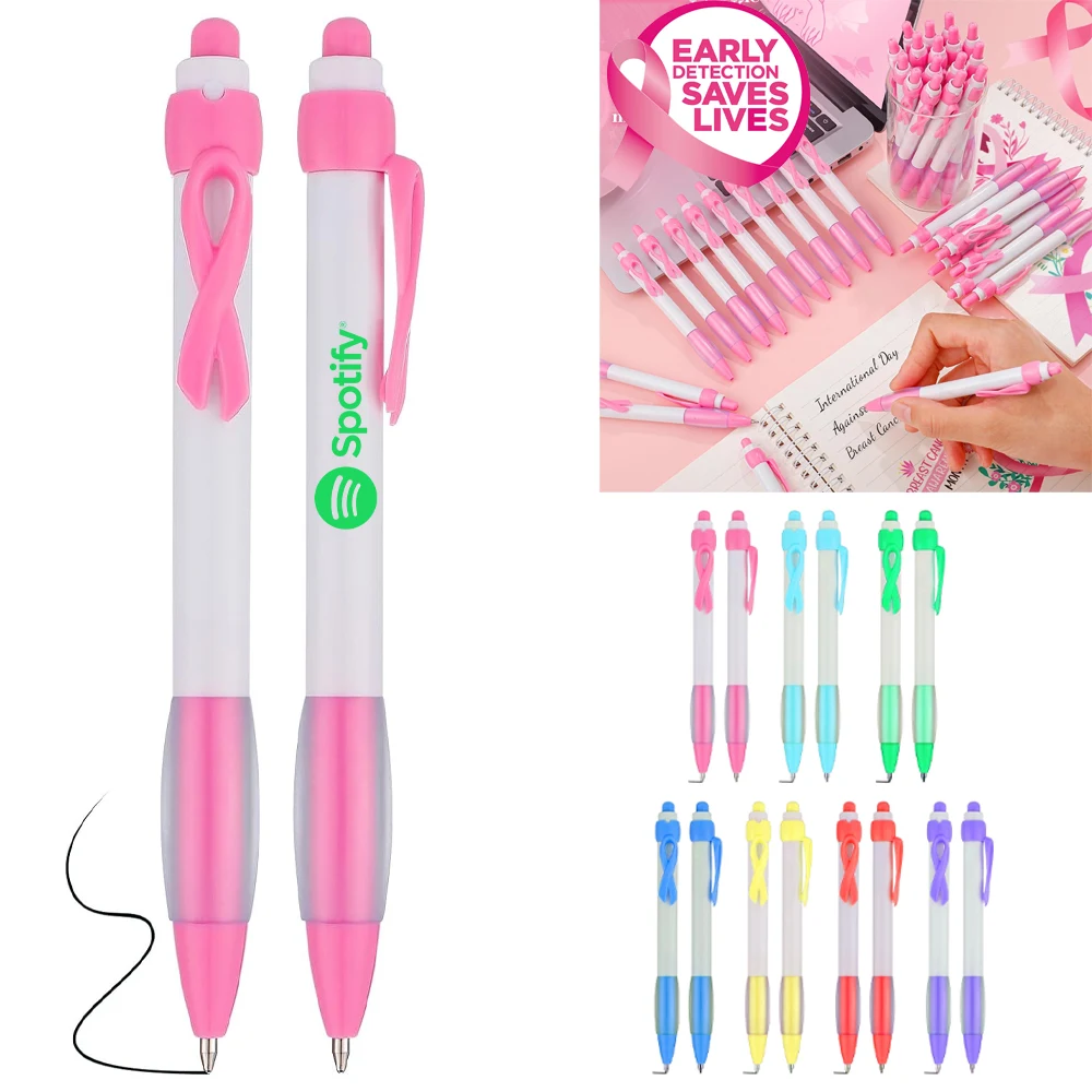 Breast Cancer Pen With Ribbon Clip 1