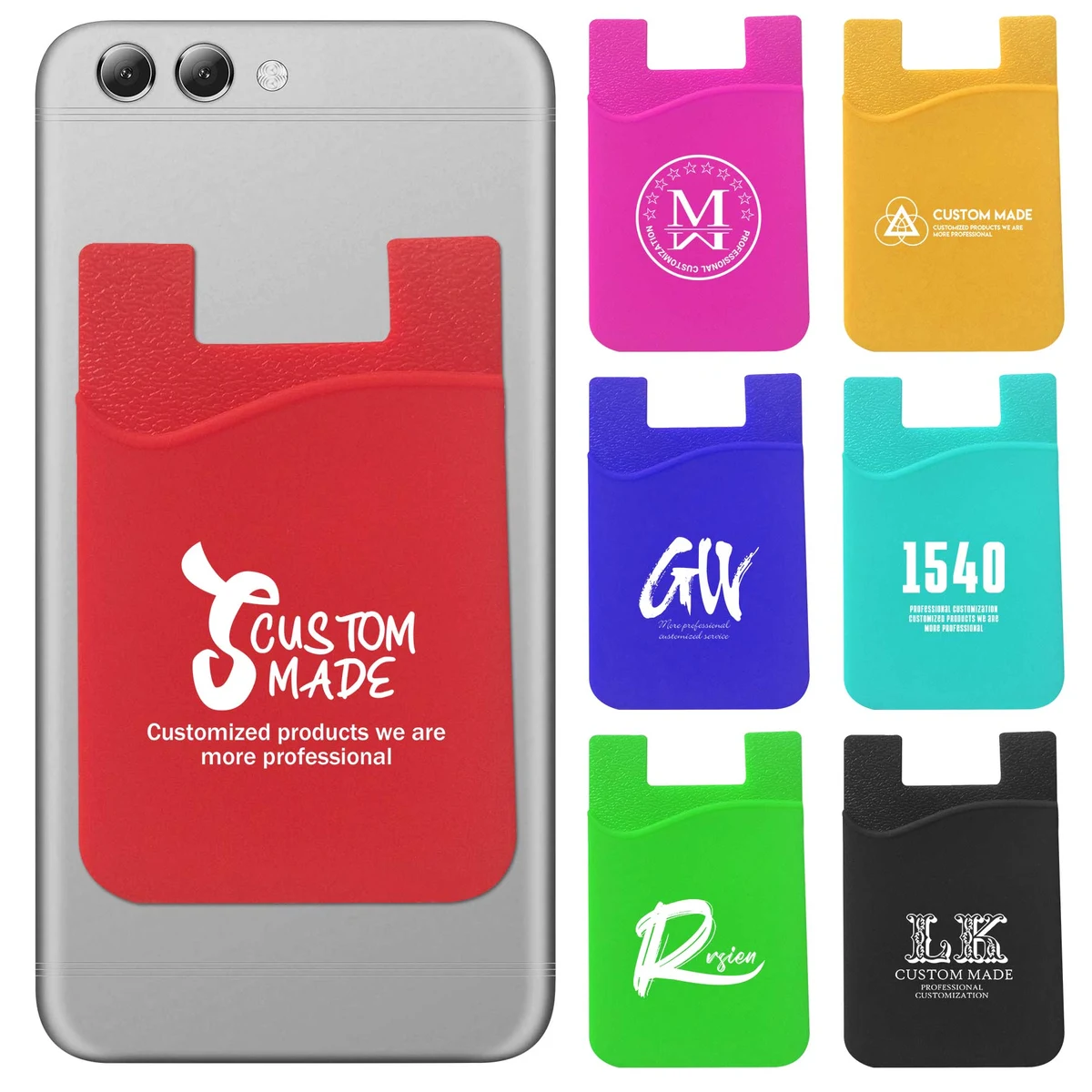 Silicone Phone Card Wallet with Back Sticker 1