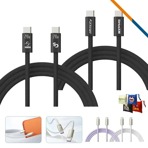 Custom 240W Dual Type-C Charging Cable with Intelligent Safety Chip — Professional Grade 1