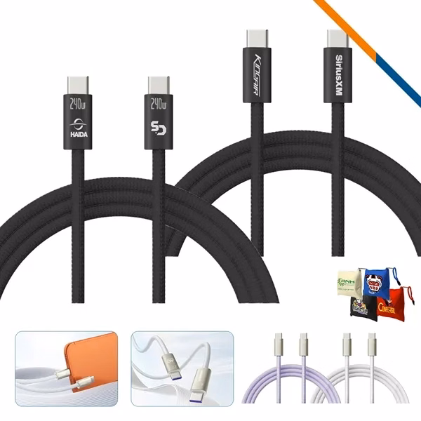 Custom 240W Dual Type-C Charging Cable with Intelligent Safety Chip — Professional Grade