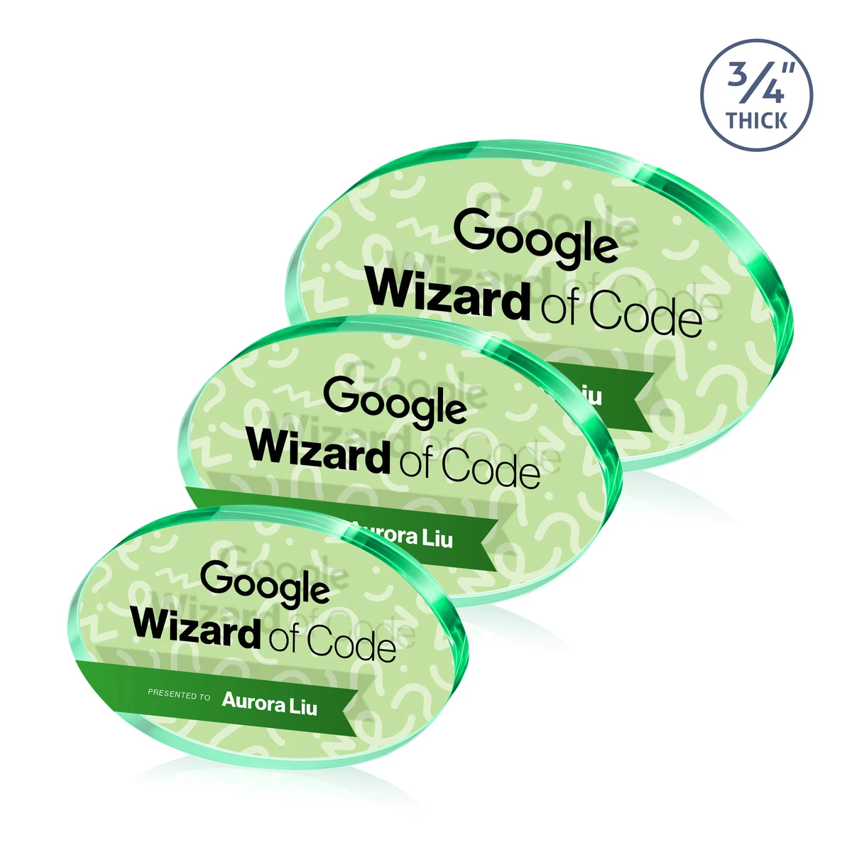 Baldus Oval VividPrint™ Double Sided Award - Emerald 1