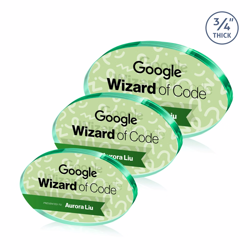 Baldus Oval VividPrint™ Double Sided Award - Emerald