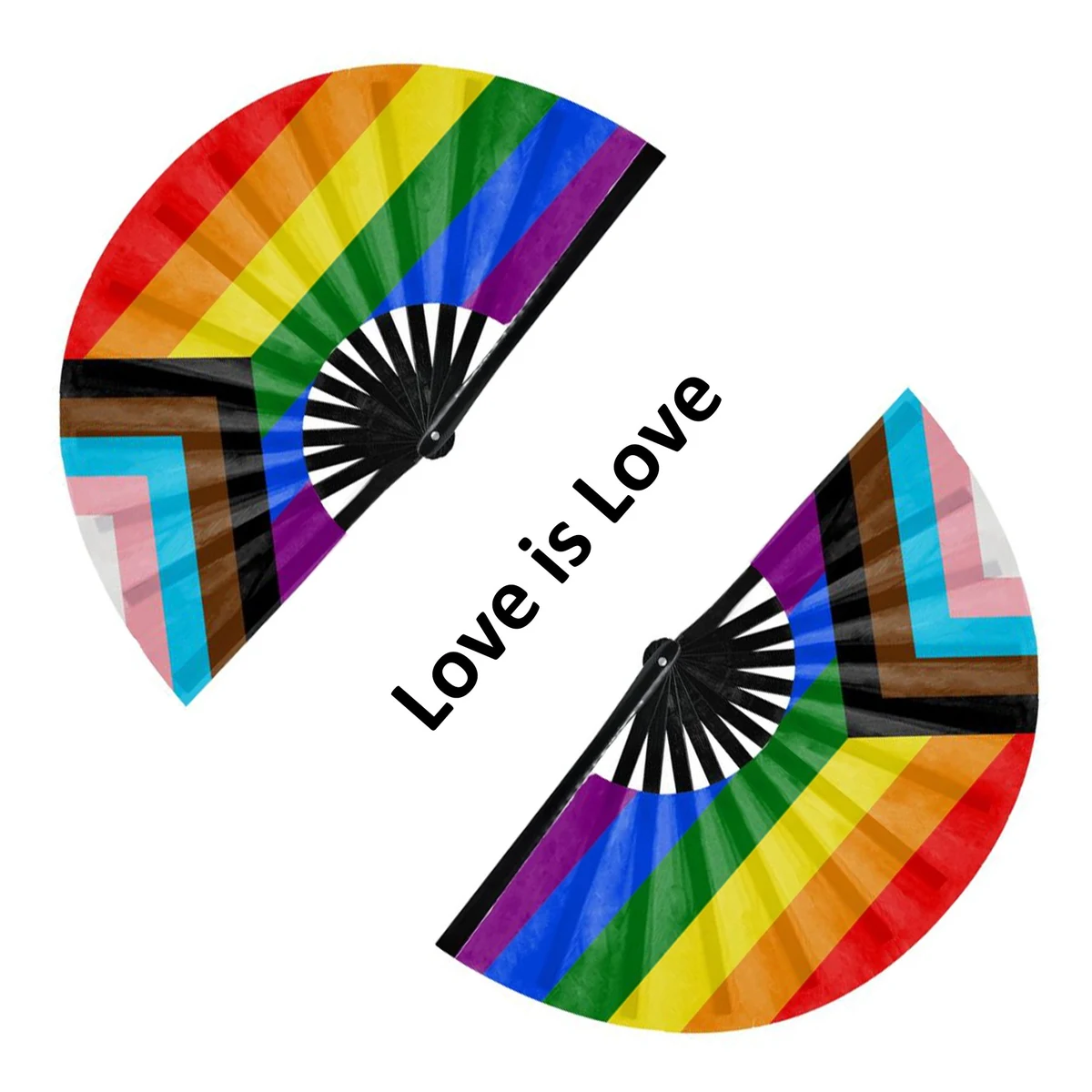 13" Progress Pride Inclusive Lgbtq Rainbow Hand Fan 1