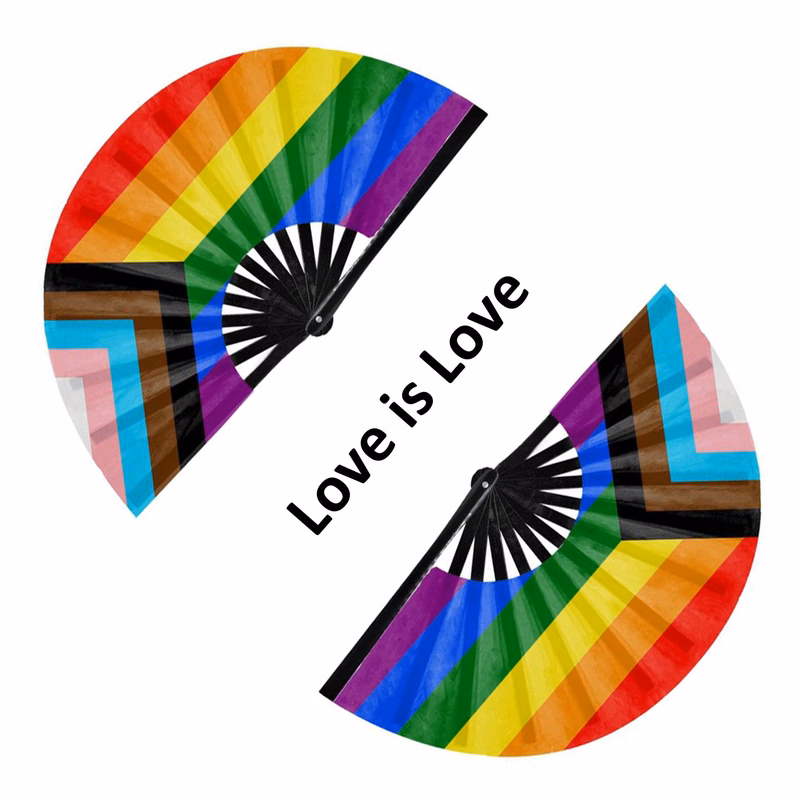 13" Progress Pride Inclusive Lgbtq Rainbow Hand Fan