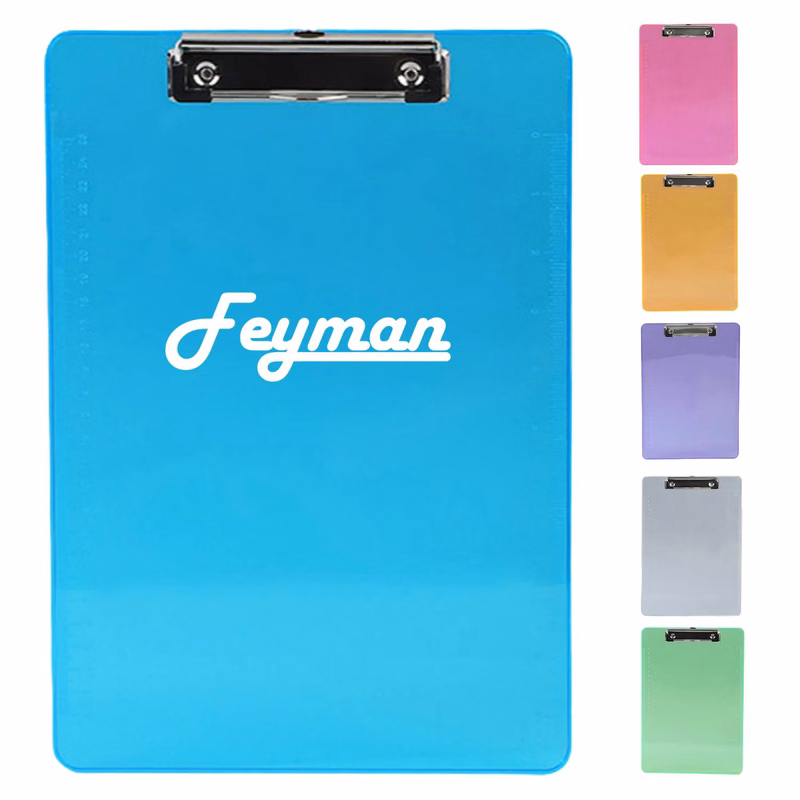 A4 Transparent Plastic Clipboards with Low Profile Clip
