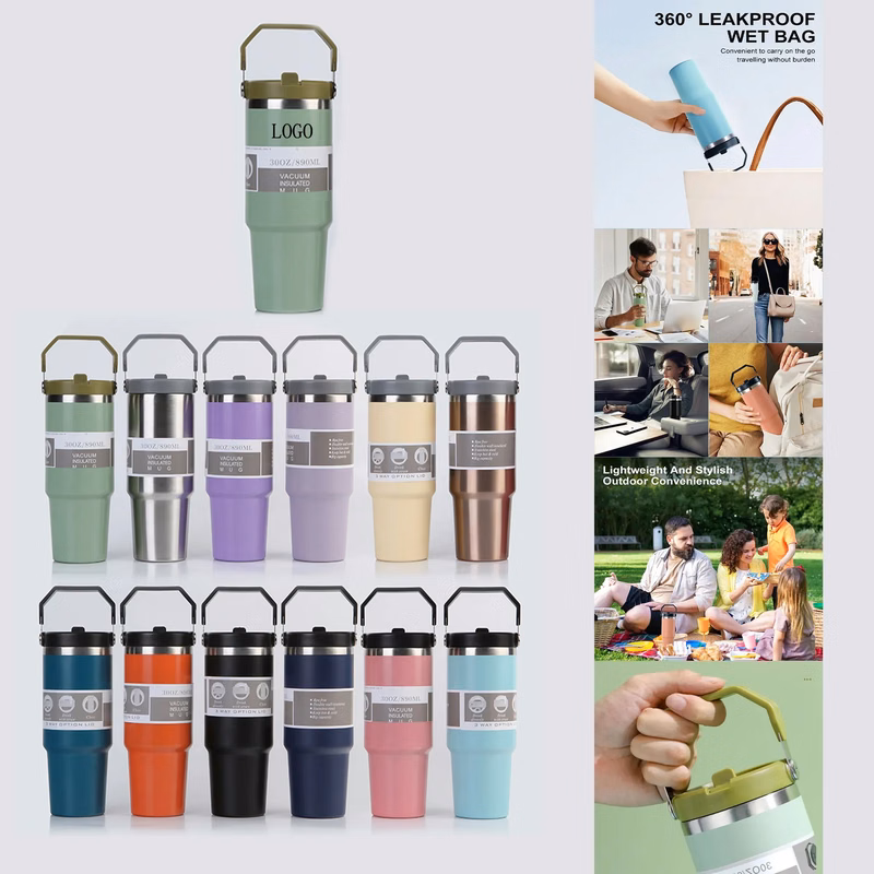 Stainless Steel Car Cup Ice Vacuum Coffee with Straw