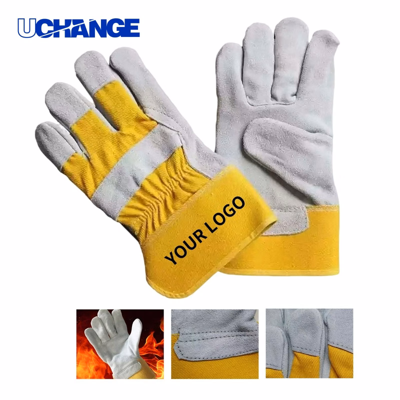 Split Leather Work Glove with Reinforced Palm and Safety Cuff 9.9" x 6"